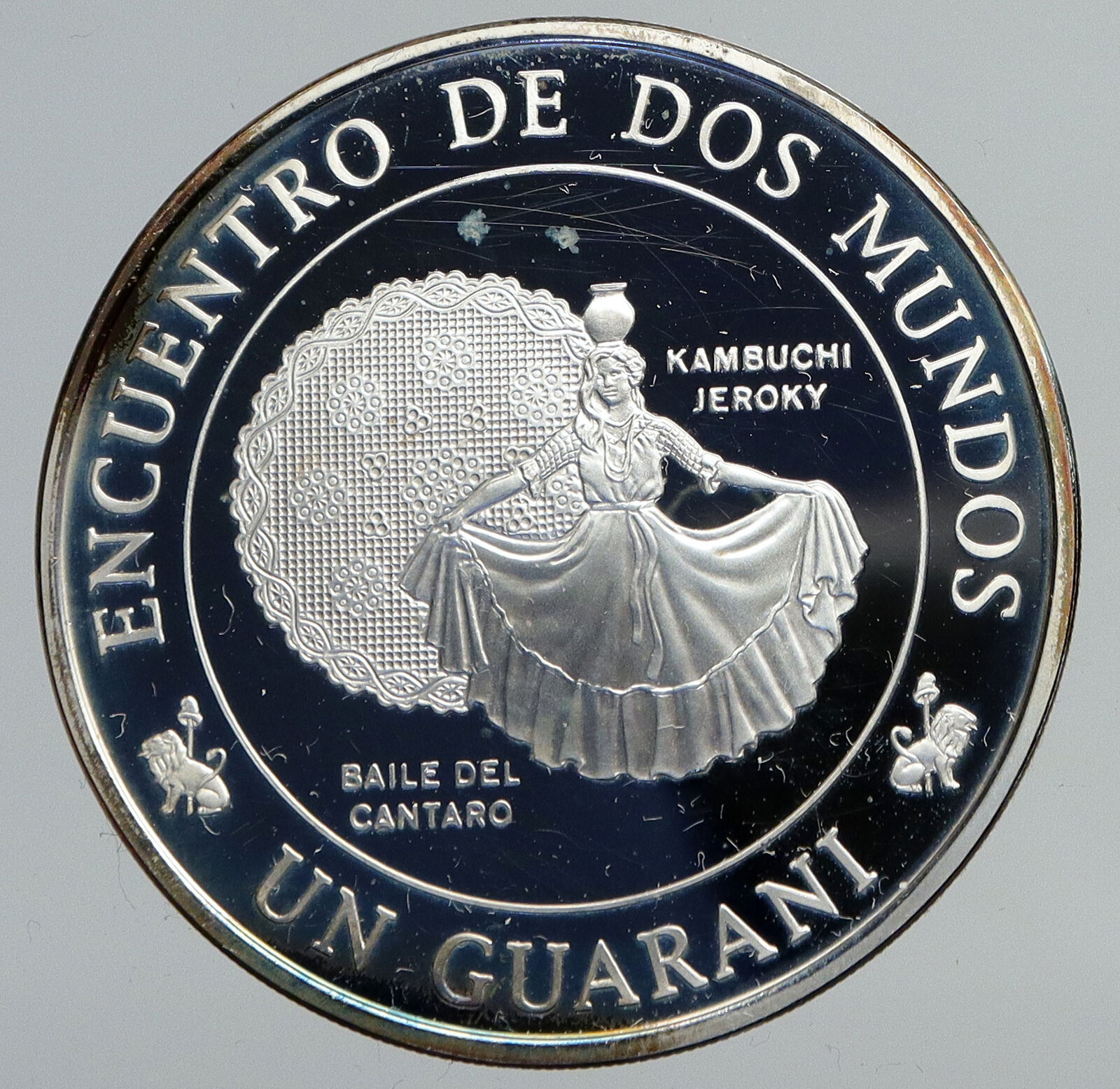 1997 PARAGUAY Traditional Dance OLD VINTAGE Proof Silver 1 Guarani Coin i93792