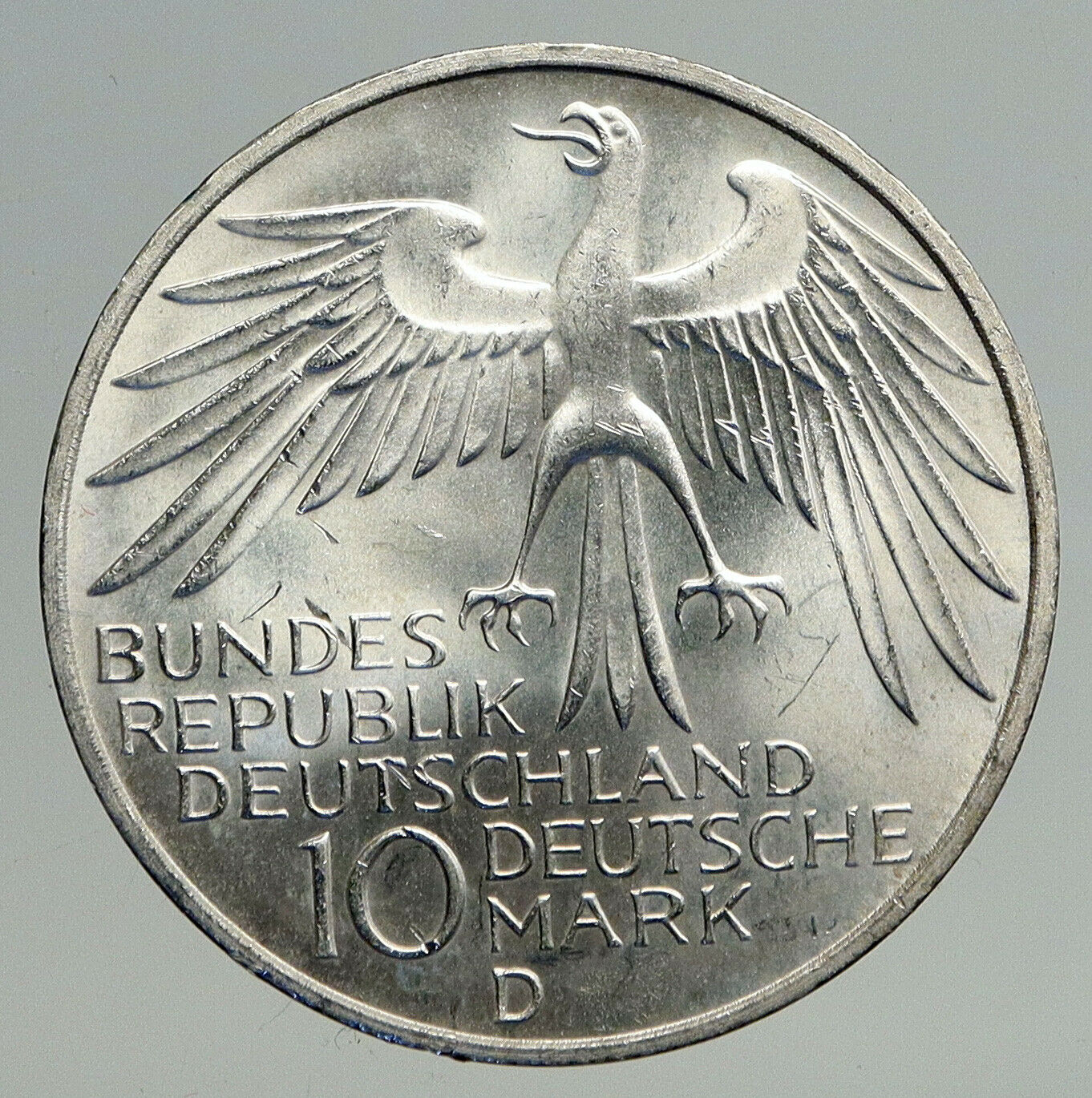 1972 D Germany Munich Summer Olympics Stadium VINTAGE 10 Mark Silver Coin i93795