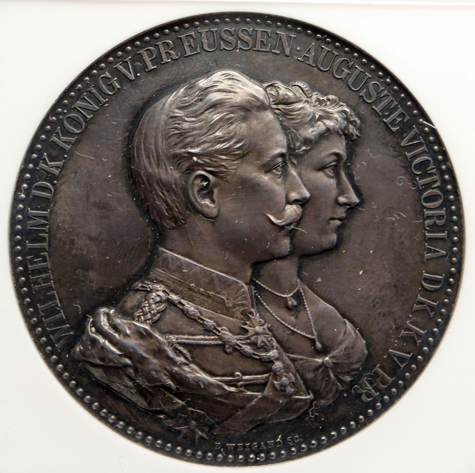 1859-1941 WILHELM II & AUGUSTA VICTORIA PRUSSIA GERMANY Silver Medal NGC i94010