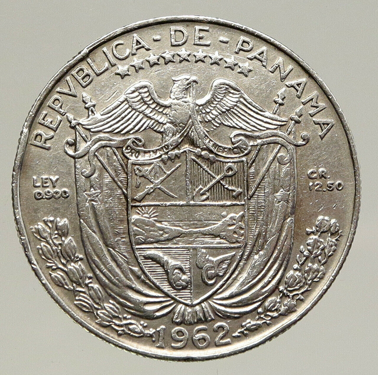 1952 PANAMA Spanish Conquistador Hero VINTAGE Silver 1/2 HALF BALBOA Coin i93205