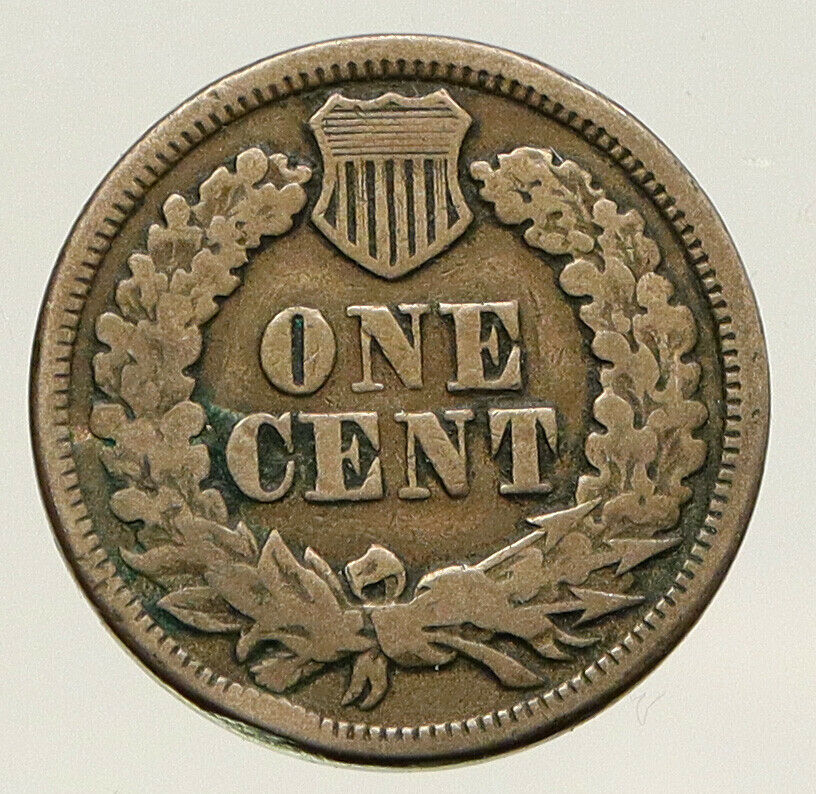 1863 United States CIVIL WAR Time PATRIOTIC with Shield INDIAN Cent Coin i93188