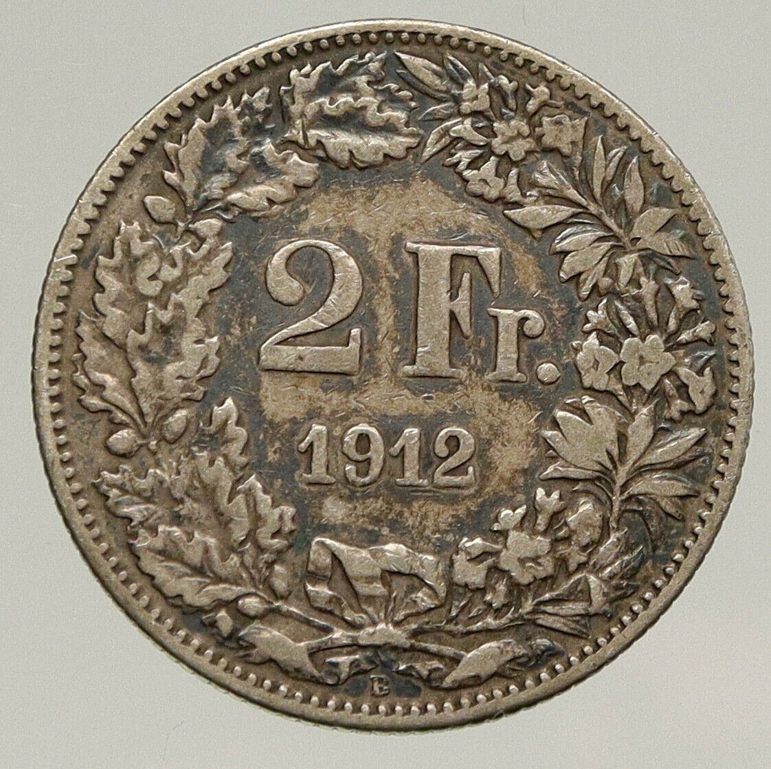 1912 B SWITZERLAND - HELVETIA Symbolizes SWISS Nation SILVER 2 Franc Coin i93212