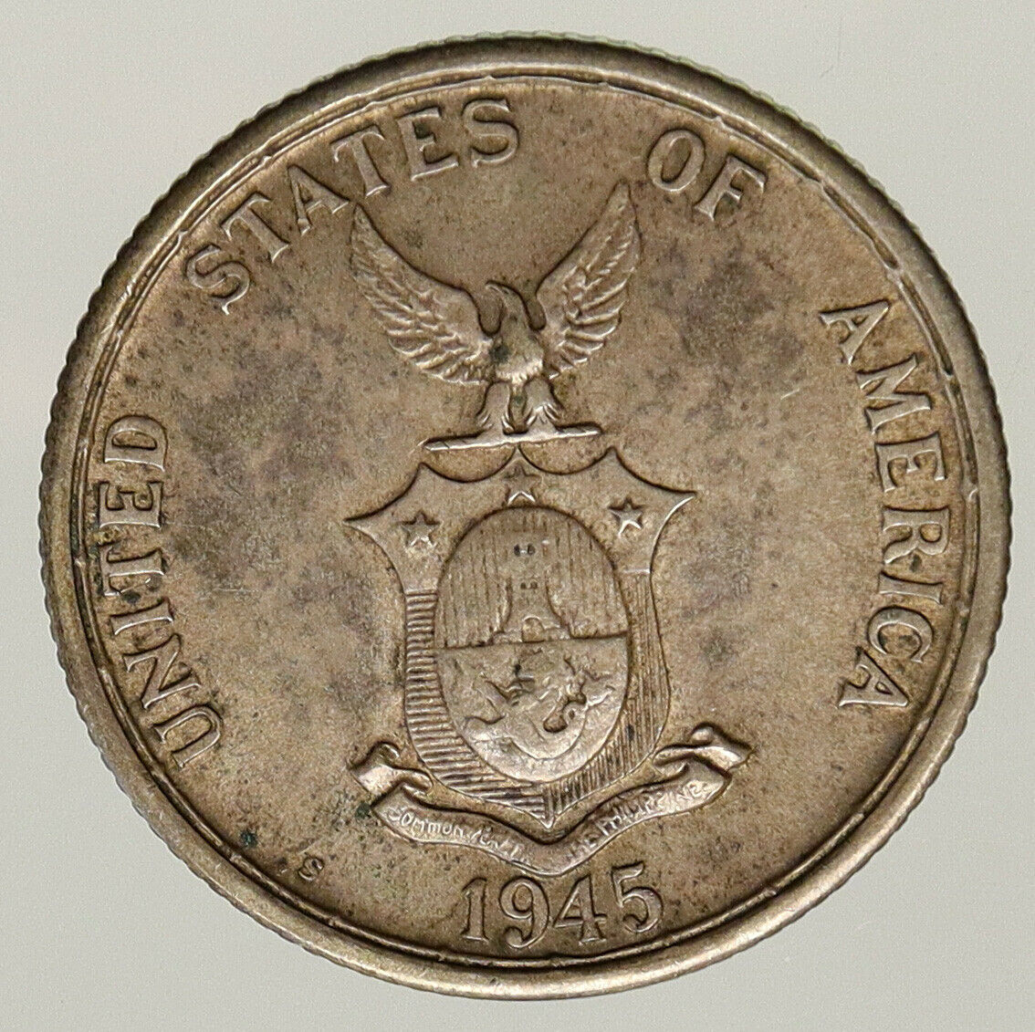 1945 S PHILIPPINES Under US Administration Eagle Silver 50 Centavos Coin i93206