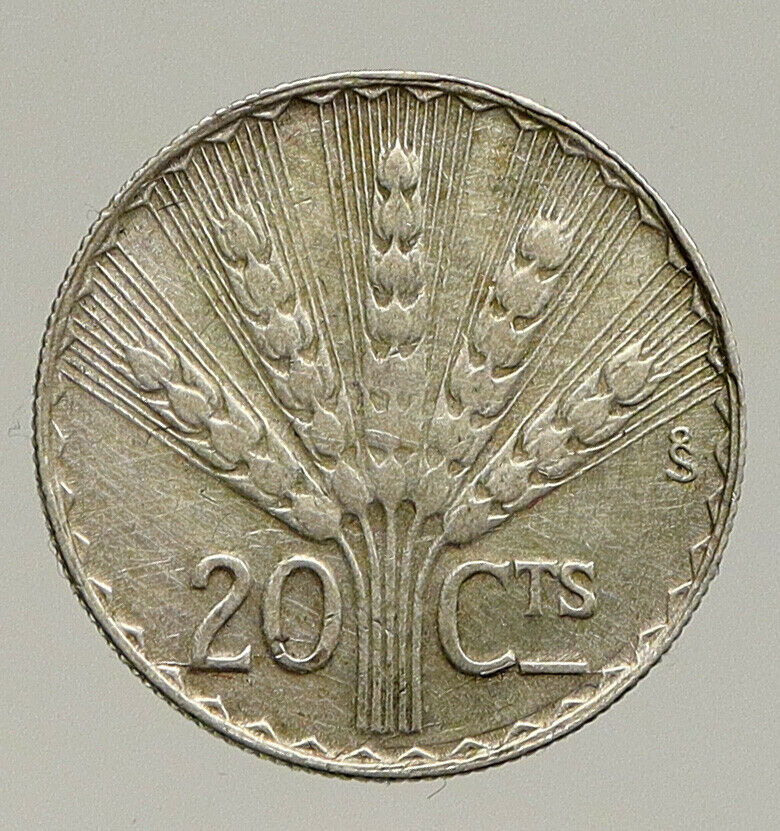 1942 URUGUAY Vintage WWII Time Wheat Antique Genuine Silver 20 CENT Coin i93197