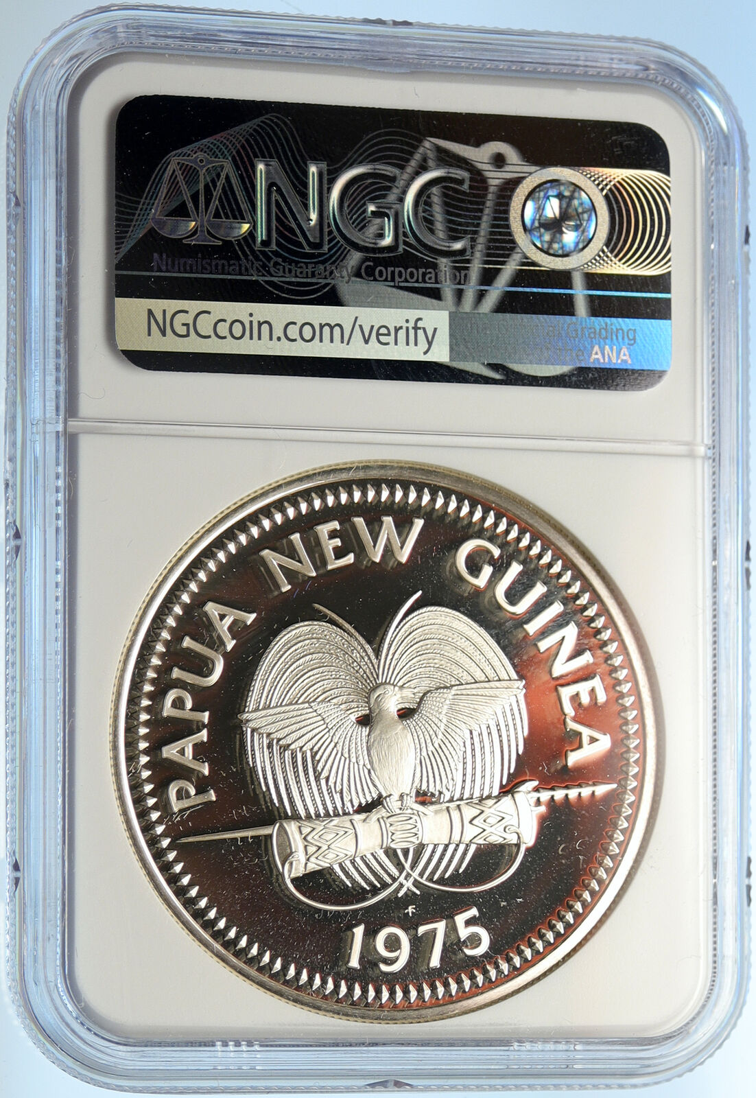 1975 PAPUA NEW GUINEA Large Exotic Bird Proof Silver 10 Kina Coin NGC i99679