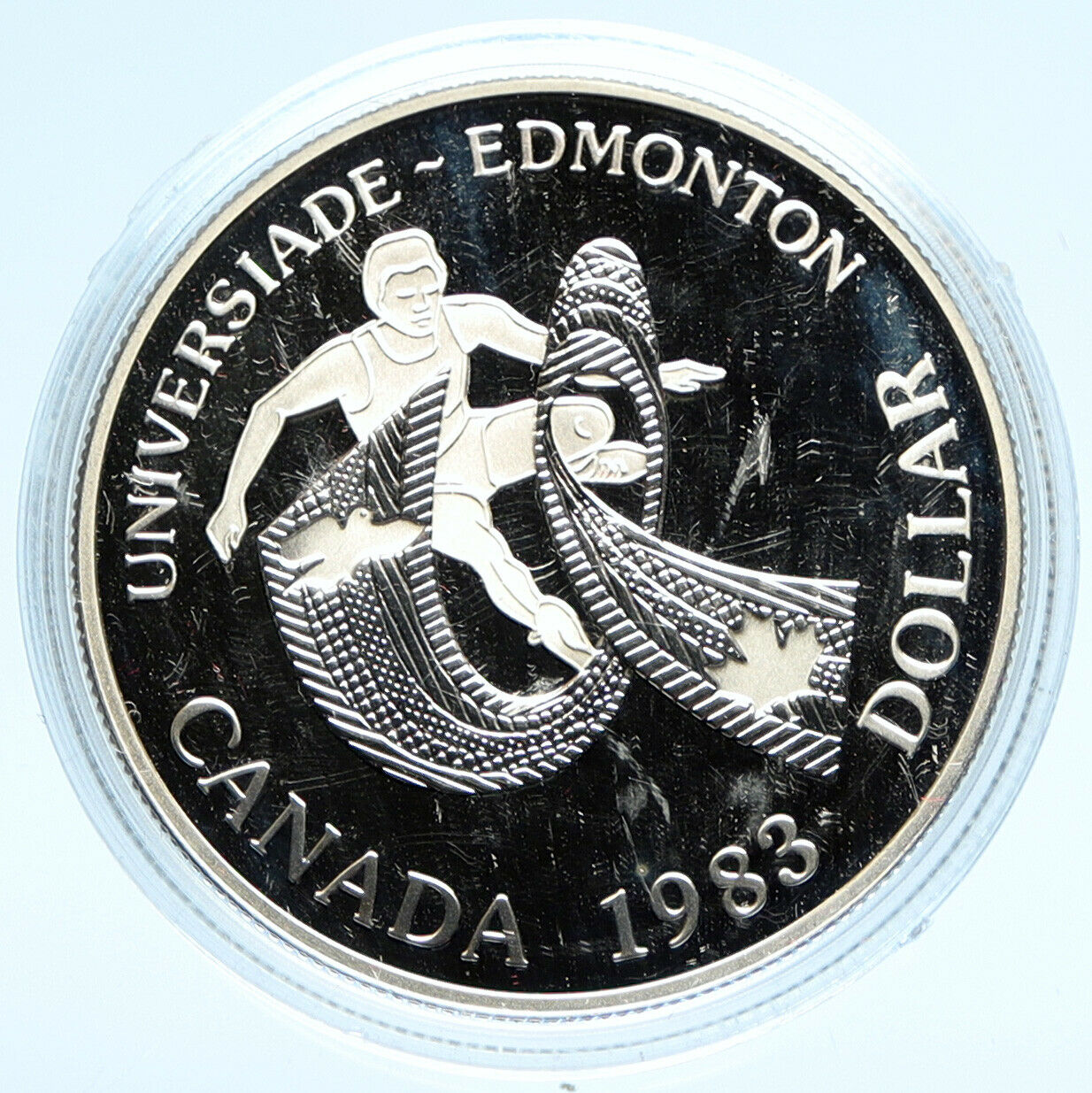 1983 CANADA UK Queen ELIZABETH II Edmonton World Game Proof Silver $ Coin i98990