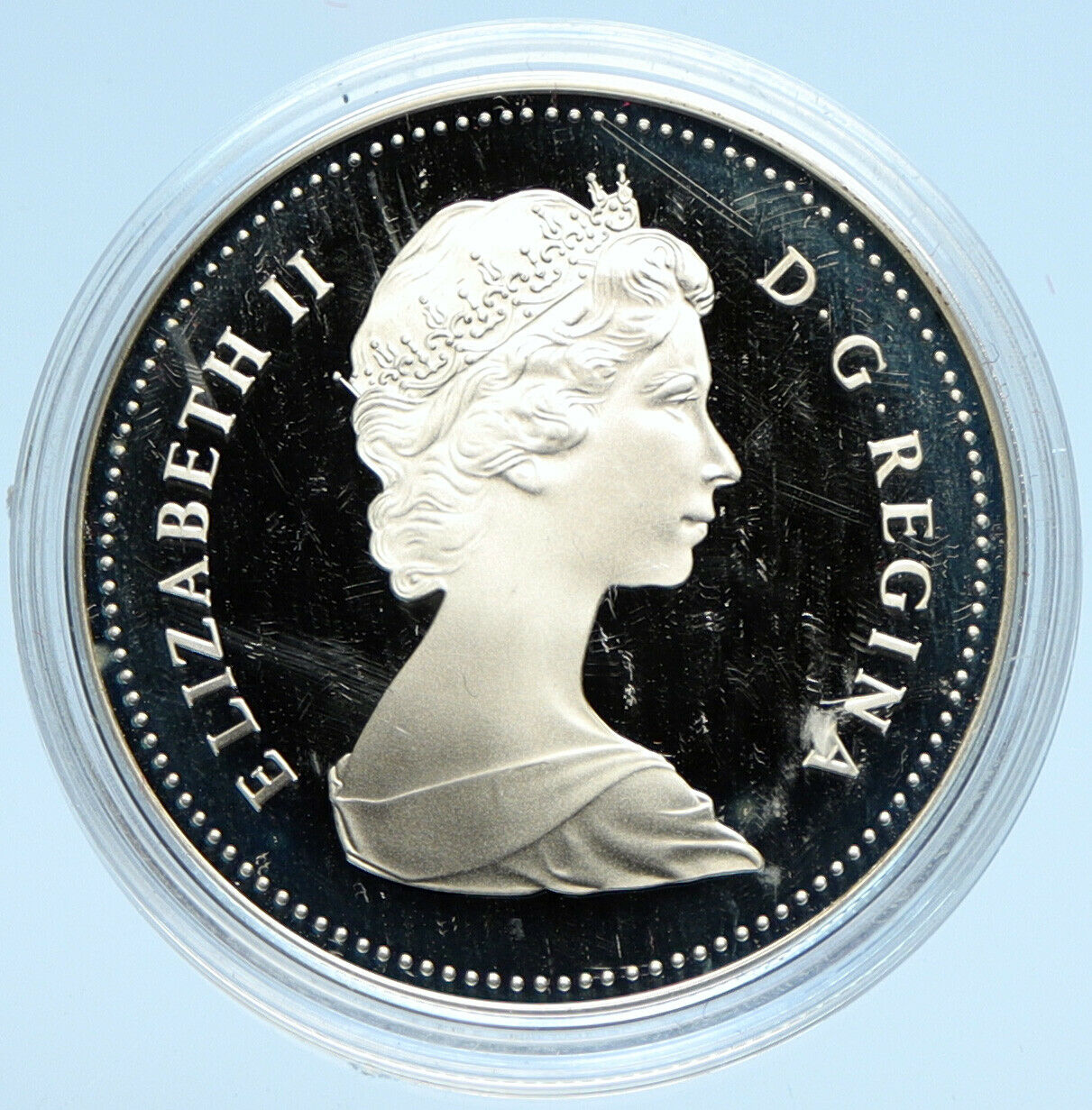 1983 CANADA UK Queen ELIZABETH II Edmonton World Game Proof Silver $ Coin i98990