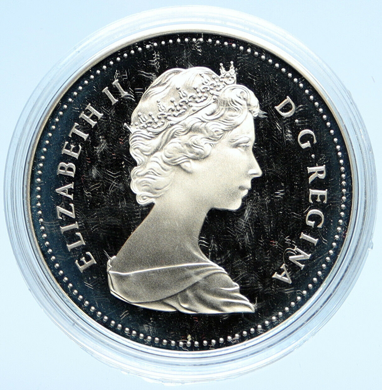 1983 CANADA UK Queen ELIZABETH II Edmonton World Game Proof Silver $ Coin i98991