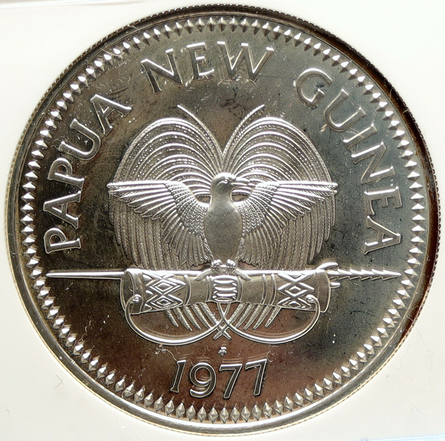 1977 PAPUA NEW GUINEA Exotic Bird Proof Silver JUBILEE 10 Kina Coin NGC i99683