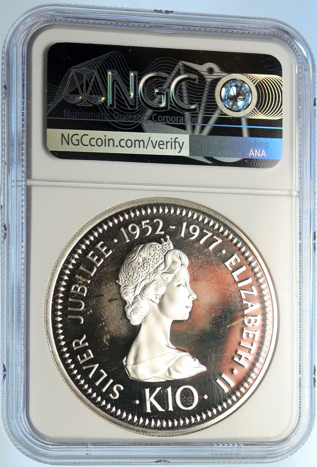 1977 PAPUA NEW GUINEA Exotic Bird Proof Silver JUBILEE 10 Kina Coin NGC i99683