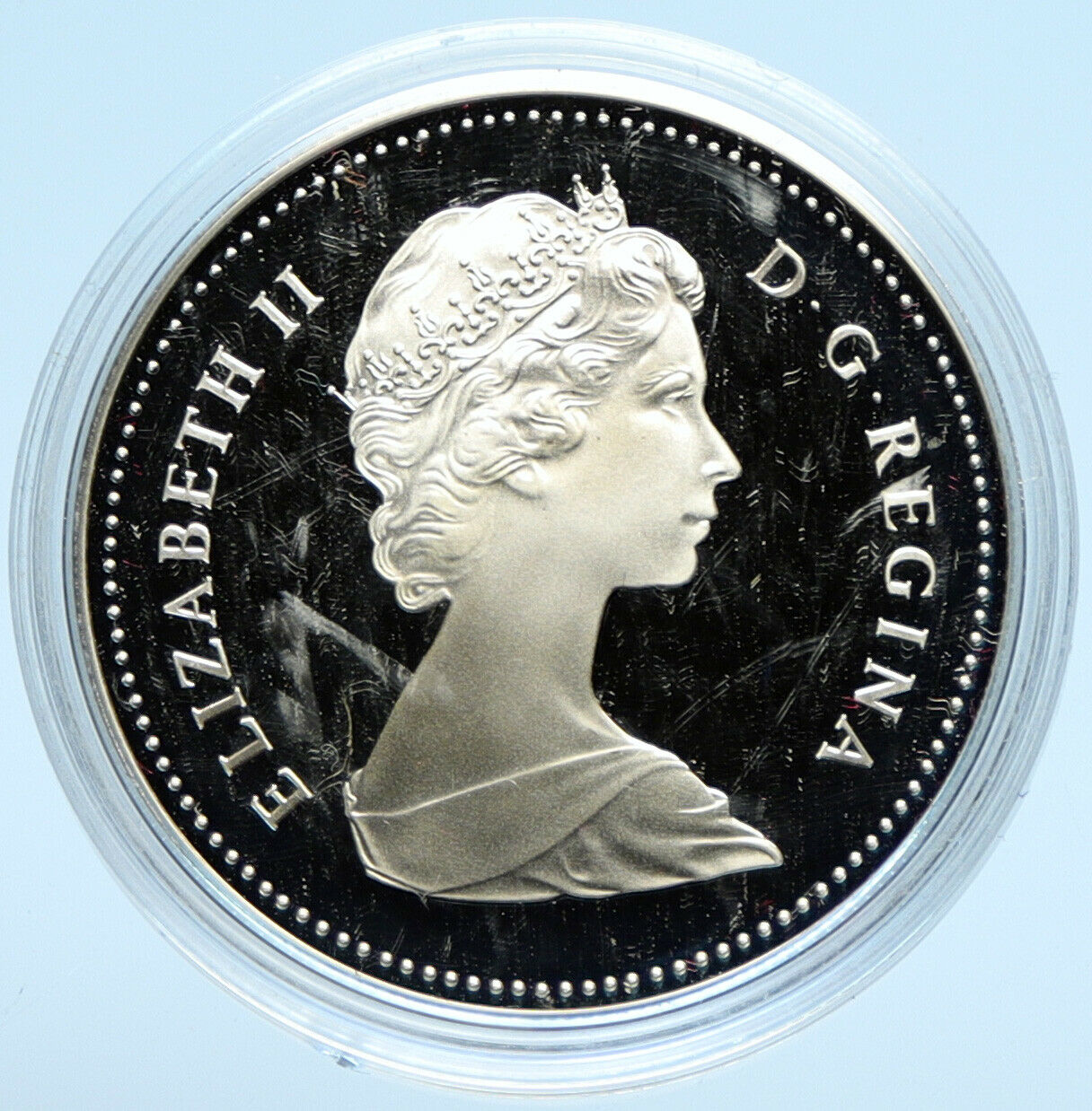 1983 CANADA UK Queen ELIZABETH II Edmonton World Game Proof Silver $ Coin i98993