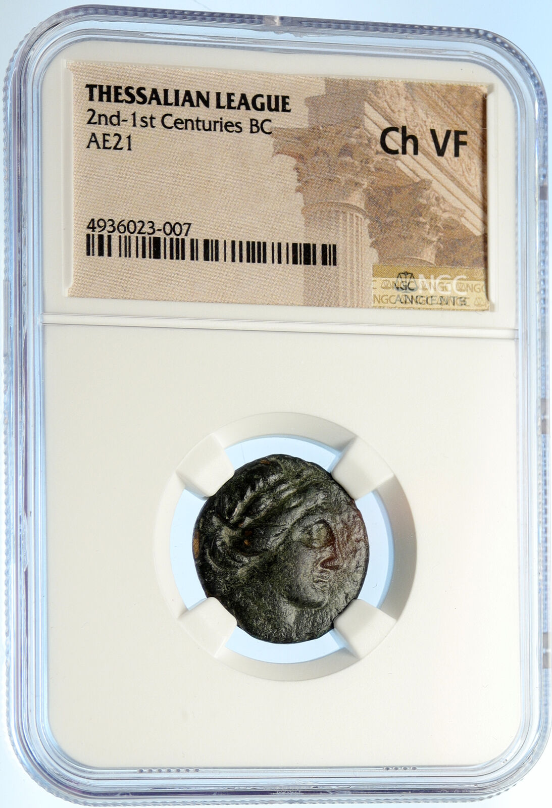 LARISSA Thessaly Ancient THESSALIAN LEAGUE Greek Coin APOLLO ATHENA NGC i99685