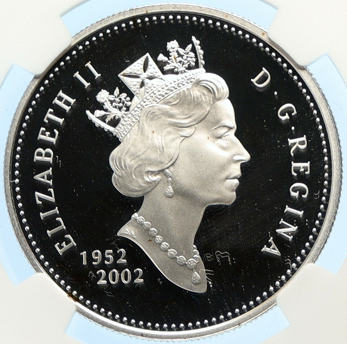 2002 CANADA UK Queen Elizabeth II JUBILEE Proof SILVER Dollar Coin NGC i97521