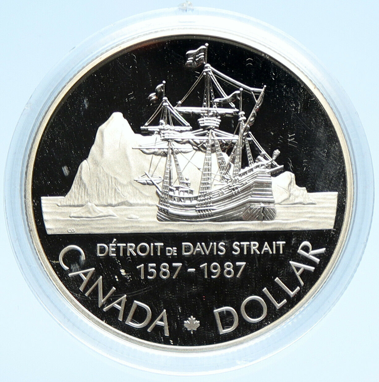 1987 CANADA 400 Years DAVIS STRAIT Ship Sails PROOF Silver Dollar Coin i98994