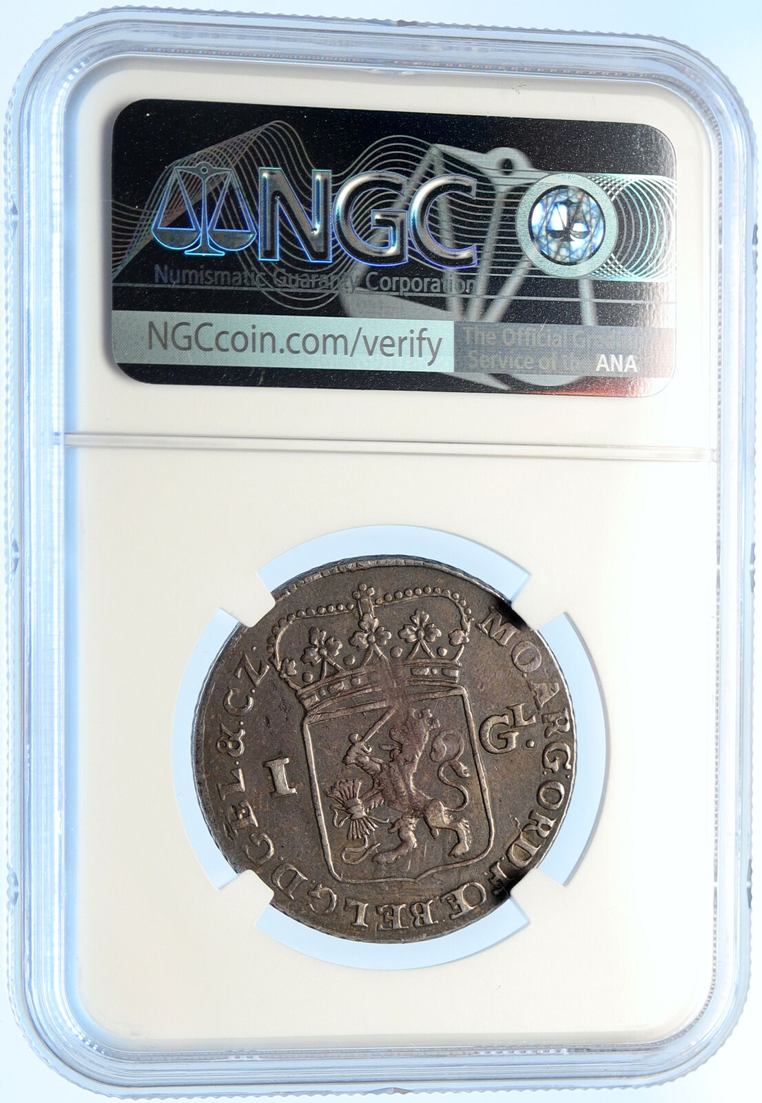 1763 NETHERLANDS Dutch Republic GELDERLAND ANTIQUE Silver Gulden Coin NGC i98405