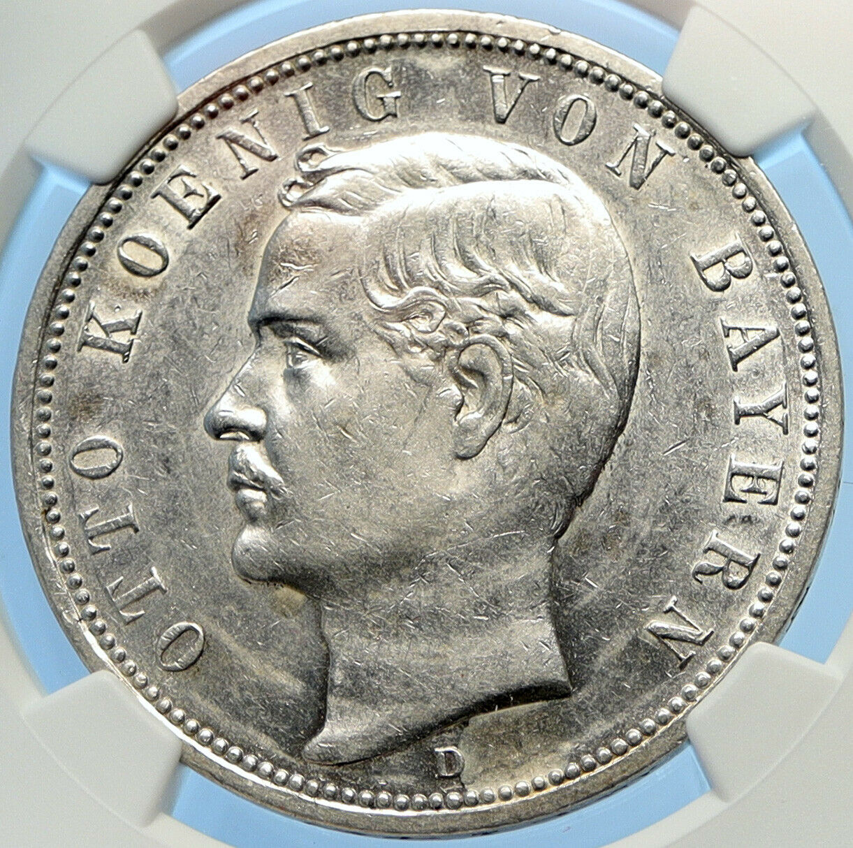 1913 GERMANY Bavaria under Otto I w Eagle Antique Silver 5 Marks Coin NGC i98390