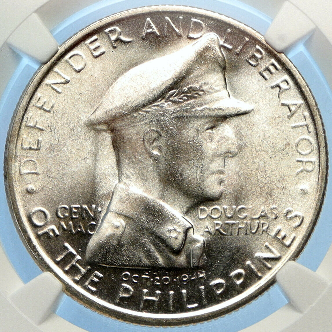 1947 S PHILIPPINES US WWII General DOUGLAS MACARTHUR Silver Peso Coin NGC i98385