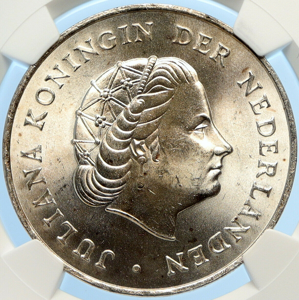 1964 NETHERLANDS ANTILLES Queen JULIANA Vintage SILVER 2 1/2 Gulden Coin i97530