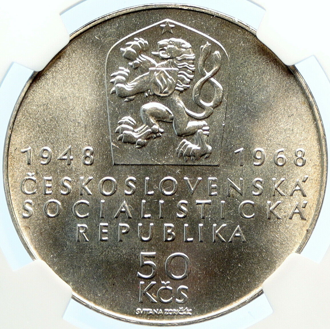 1968 CZECHOSLOVAKIA Czech Communist LENIN BIRTH 100Y Silver 50 Korun Coin i97529