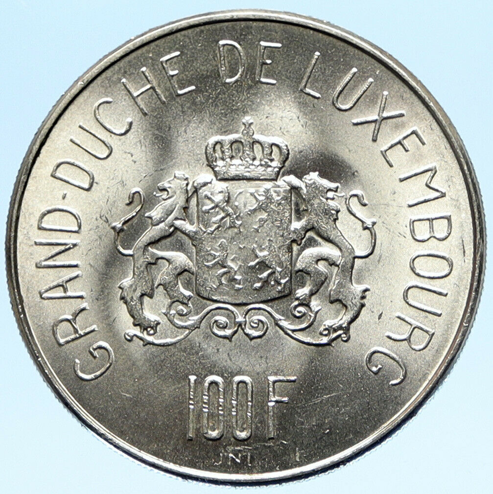 1963 LUXEMBOURG Dutchess Charlotte John the Blind Silver 100 Francs Coin i98836