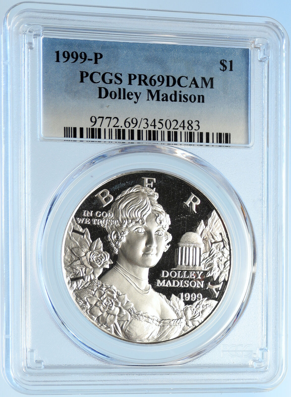 1999 USA United States FIRST LADY DOLLEY MADISON Proof Silver $ Coin NGC i97537