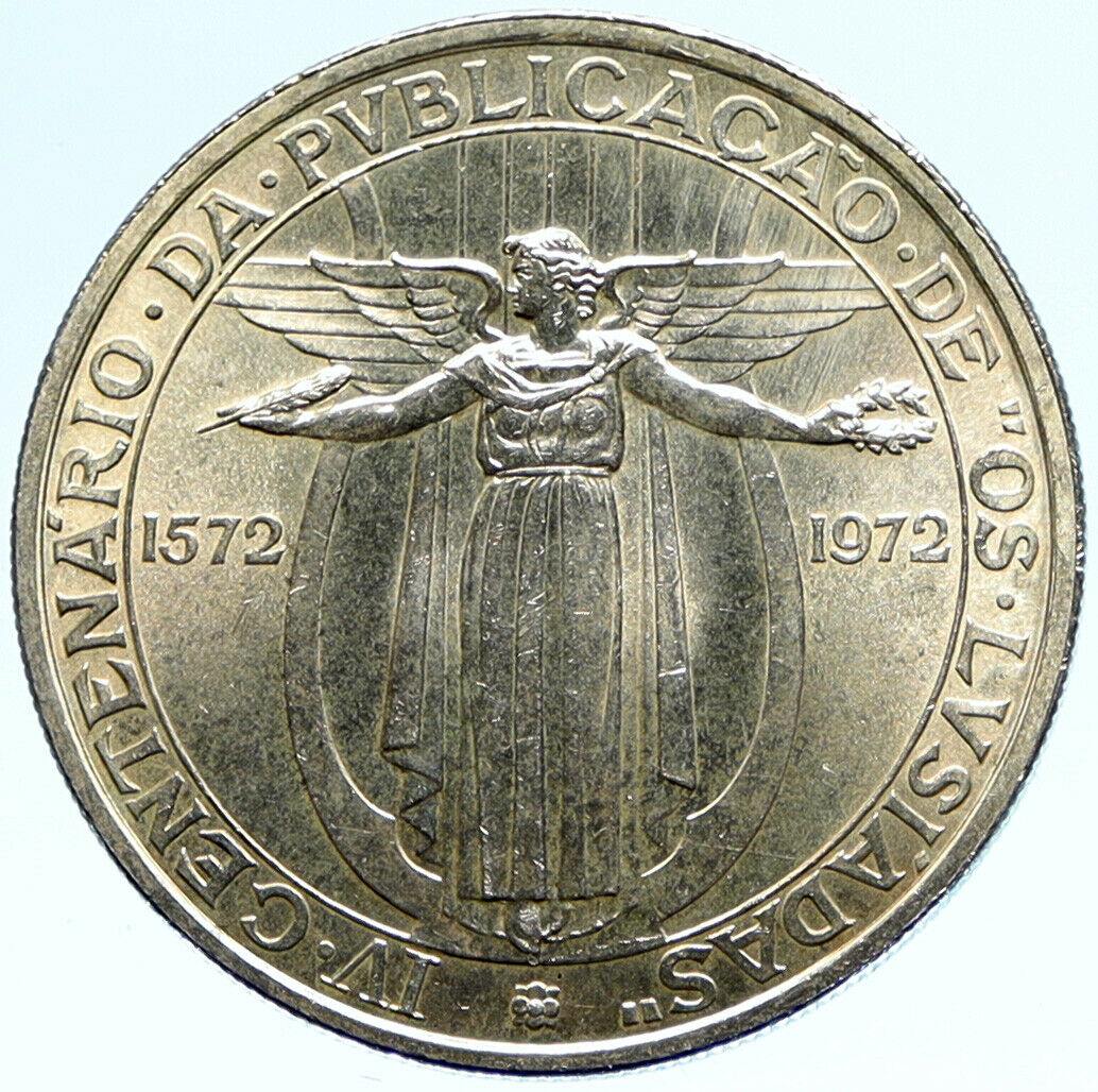 1972 PORTUGAL Poem Os Lusiadas by Camoes Genuine Silver 50 Escudos Coin i98844