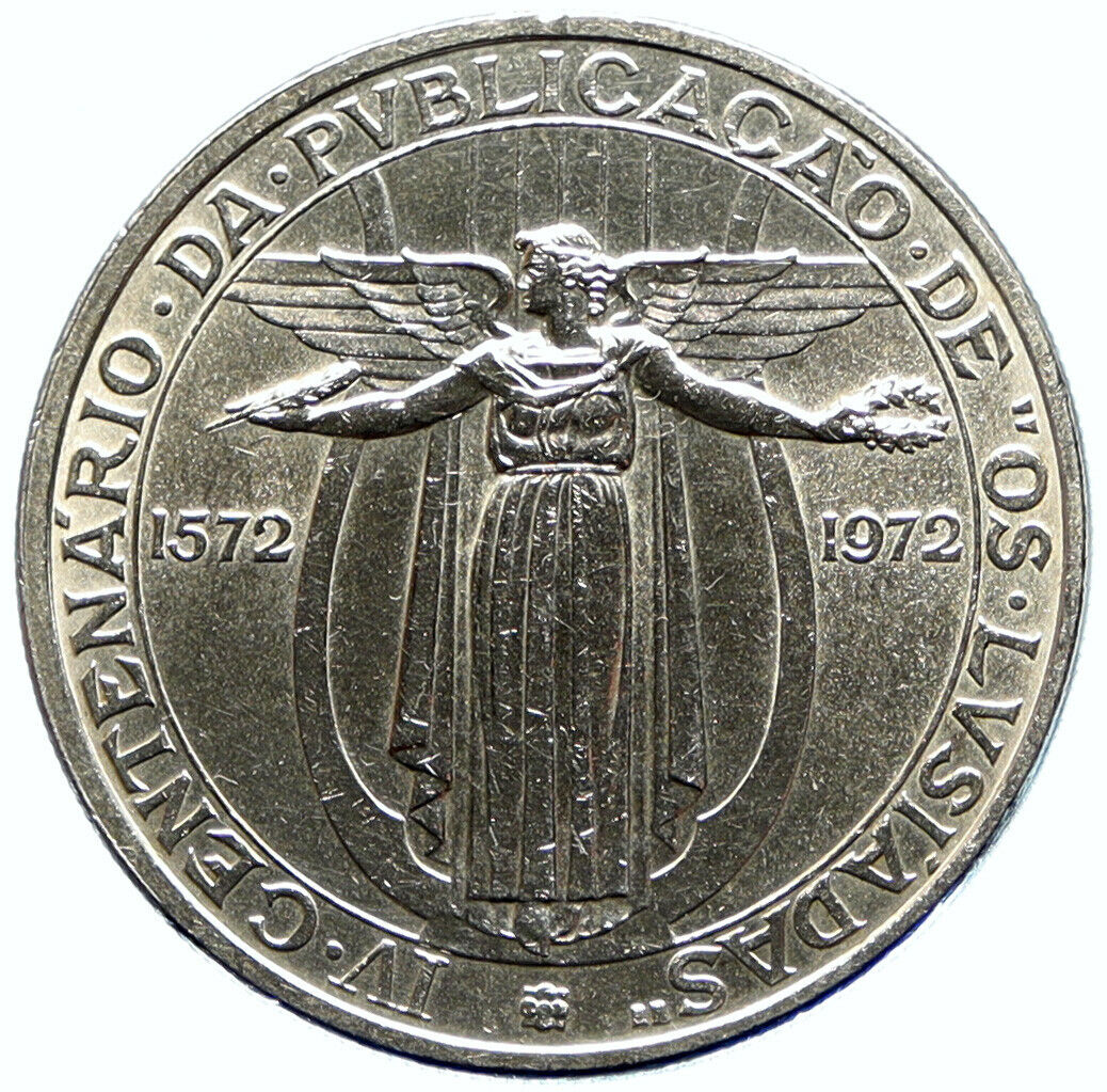 1972 PORTUGAL Poem Os Lusiadas by Camoes Genuine Silver 50 Escudos Coin i98849