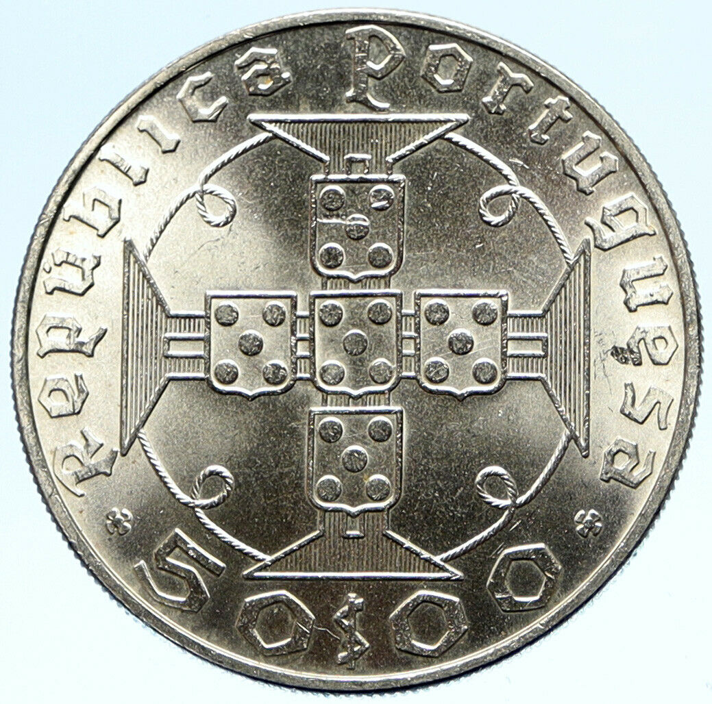 1970 PORTUGAL SAO TOME and PRINCIPE St Thomas & Prince Silver 50 Esc Coin i98848