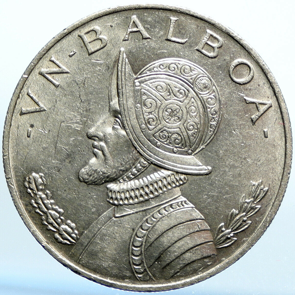 1966 PANAMA Large Silver CONQUISTADOR Old VINTAGE Old Silver BALBOA Coin i99044