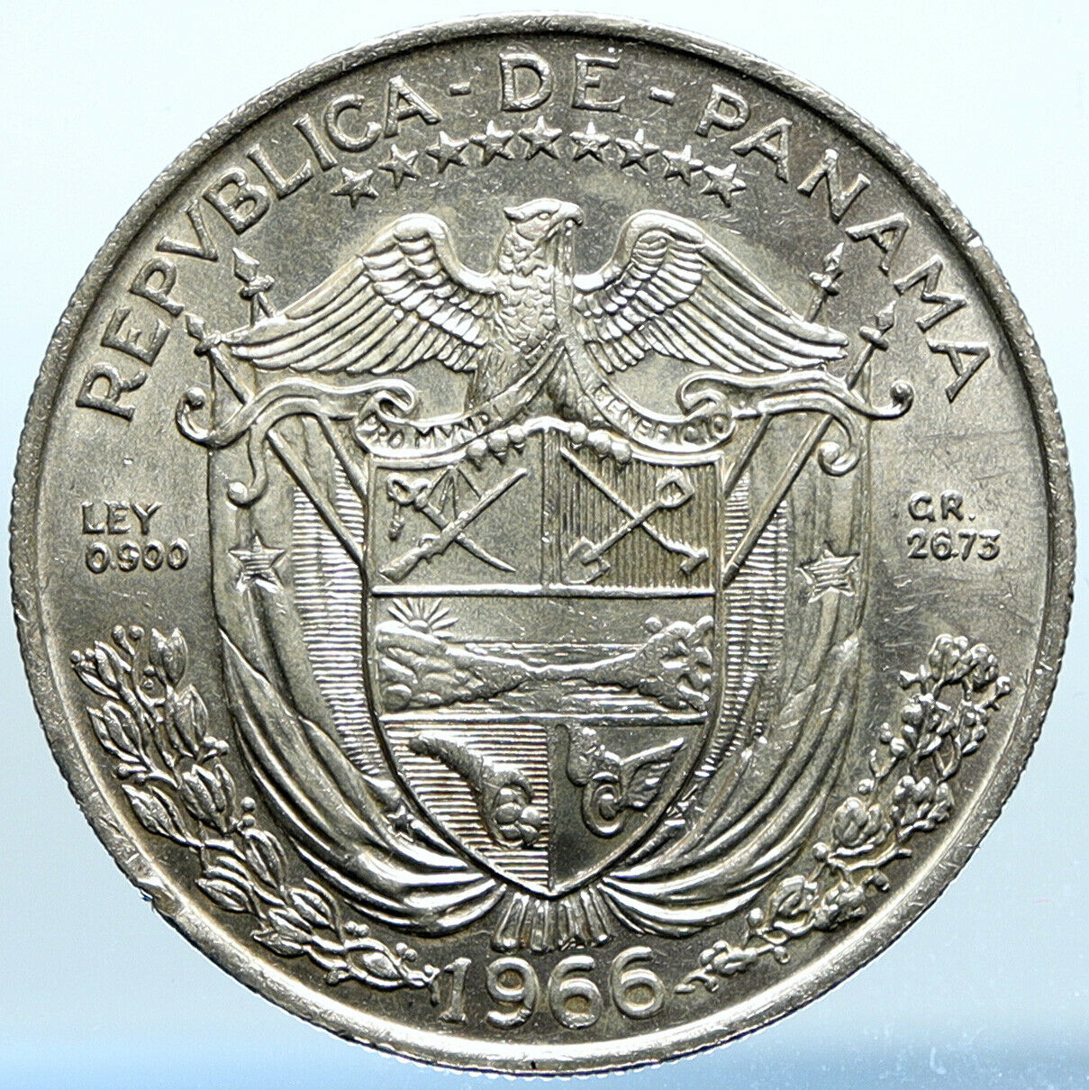 1966 PANAMA Large Silver CONQUISTADOR Old VINTAGE Old Silver BALBOA Coin i99044