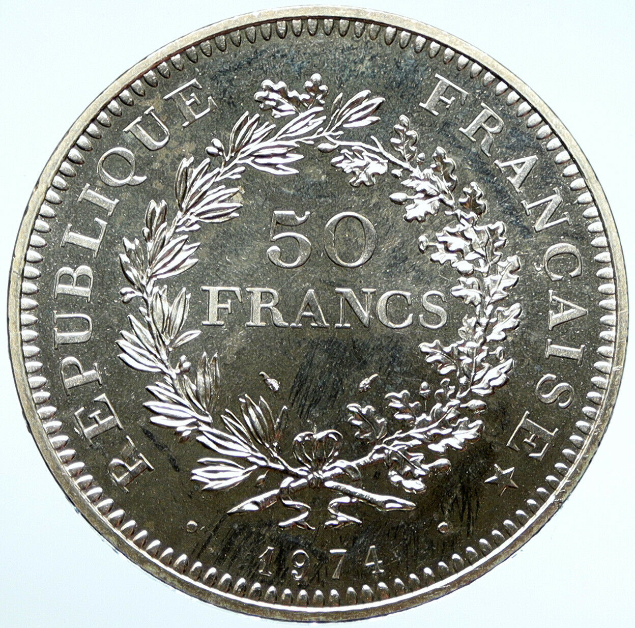 1974 FRANCE Large HERCULES Motto VINTAGE Old Silver 50 FRANCS French Coin i99038