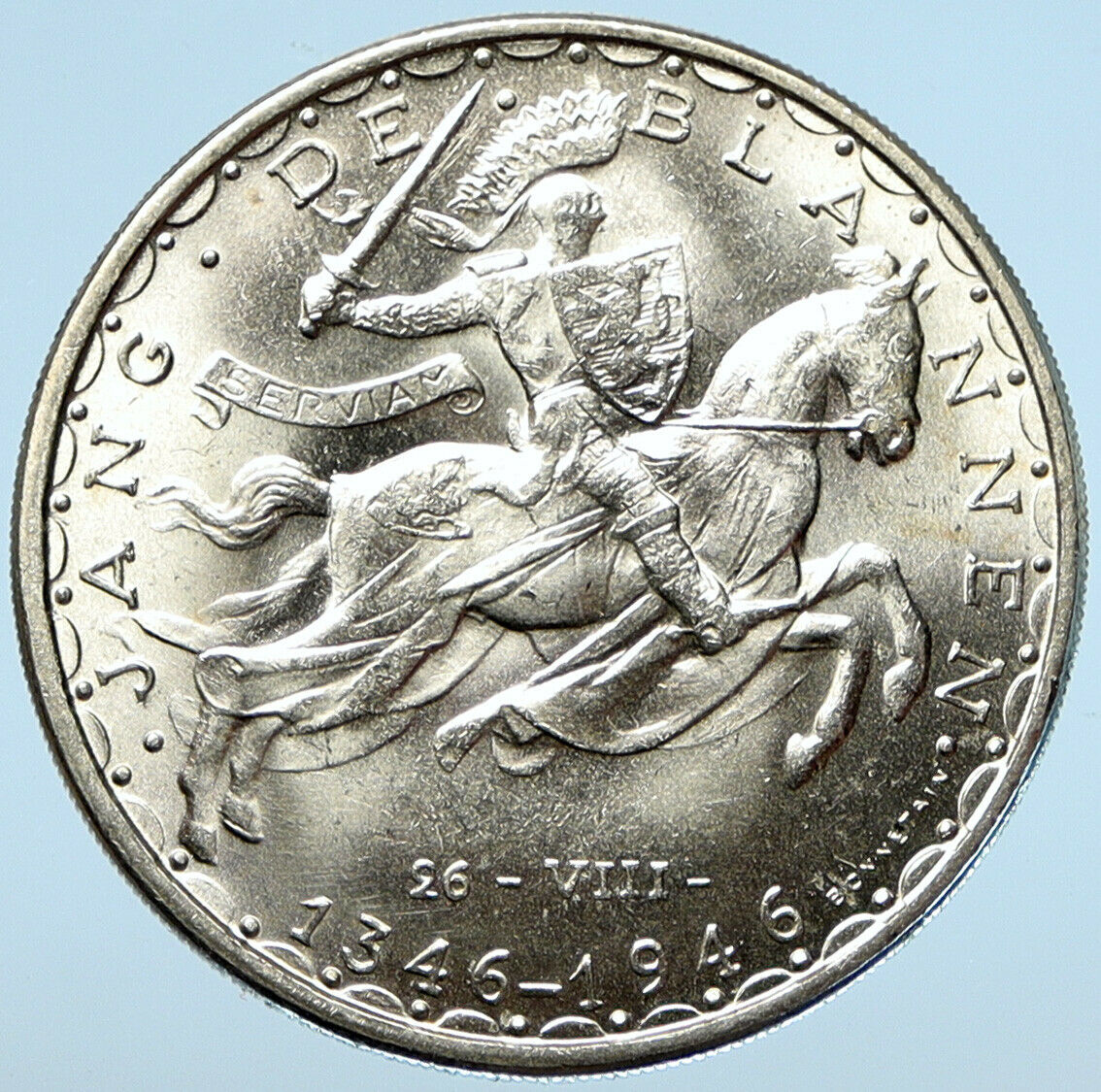 1946 LUXEMBOURG Charlotte LETZBURG John the Blind OLD BU Silver 100F Coin i99037