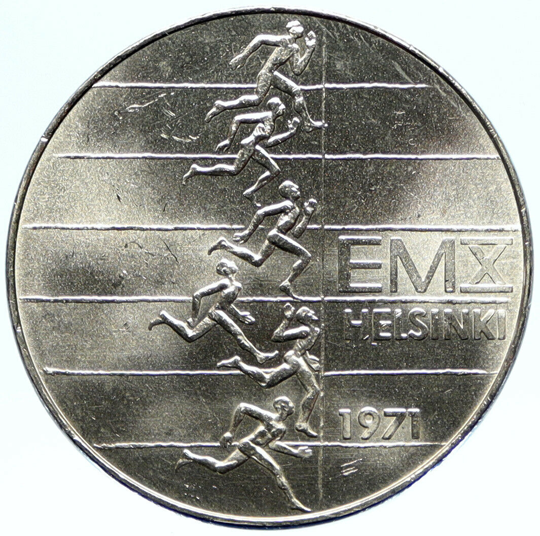 1971 FINLAND European Athletic Games TRACK OLD BU Silver 10 Markkaa Coin i98860