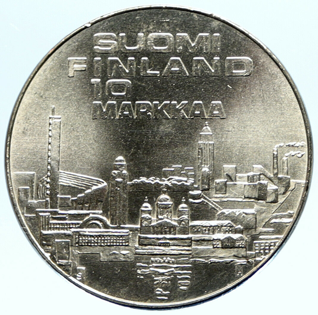 1971 FINLAND European Athletic Games TRACK OLD BU Silver 10 Markkaa Coin i98860