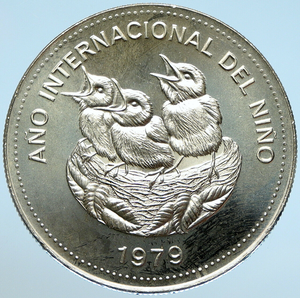 1979 COSTA RICA Year of the Child UNESCO Old BU Silver 100 Colones Coin i99035