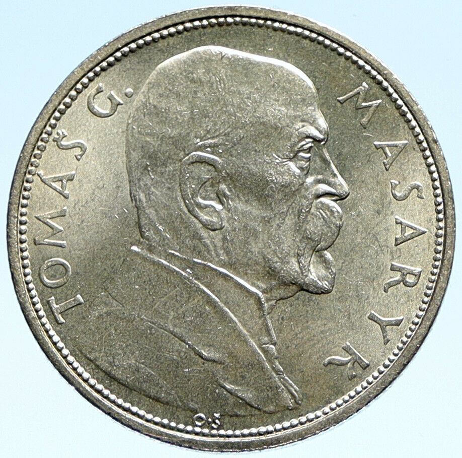 1928 CZECHOSLOVAKIA President Masaryk ANTIQUE Proof Silver 10 Korun Coin i98857