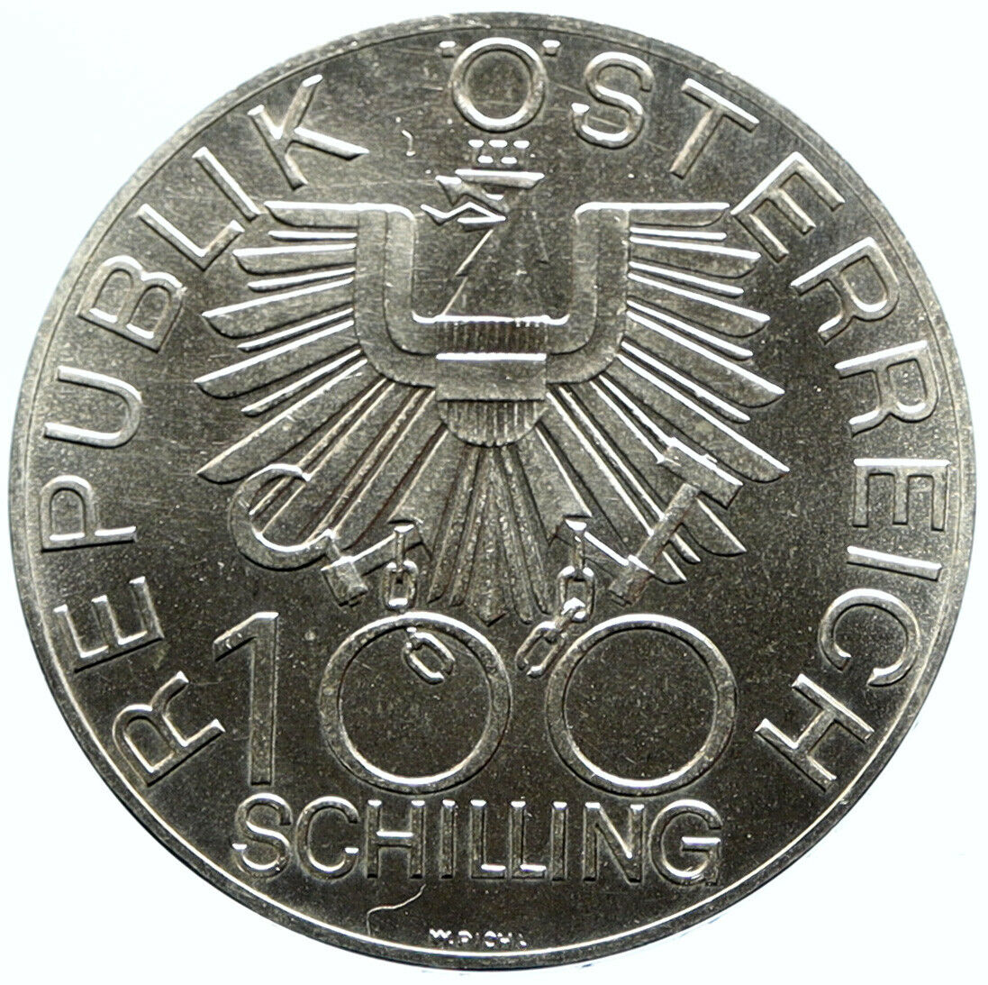 1979 AUSTRIA Cathedral of Vienna Neustadt OLD Silver 100 Schilling Coin i98861