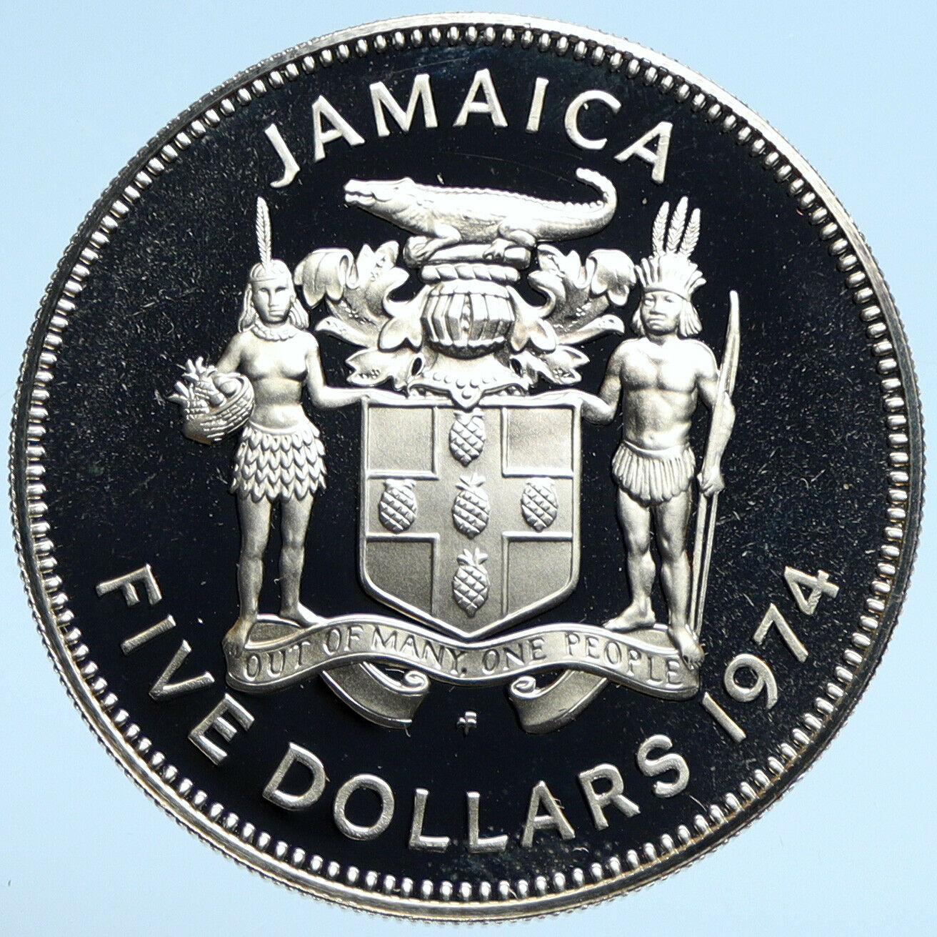 1976 JAMAICA HUGE Premier Norman W. Manley OLD Proof Silver 5 Dollar Coin i98940