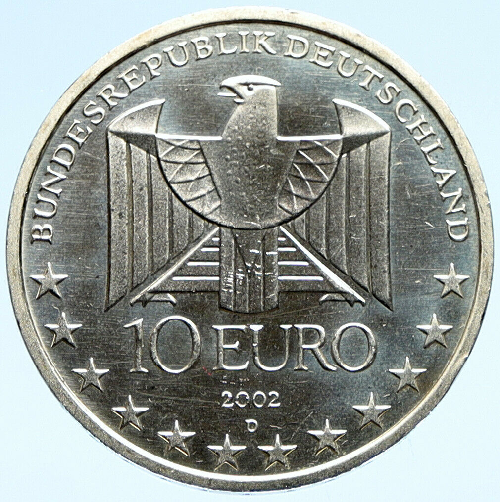 2002 D GERMANY German Subway Anniversary BU Silver German 10 Euro Coin i98946