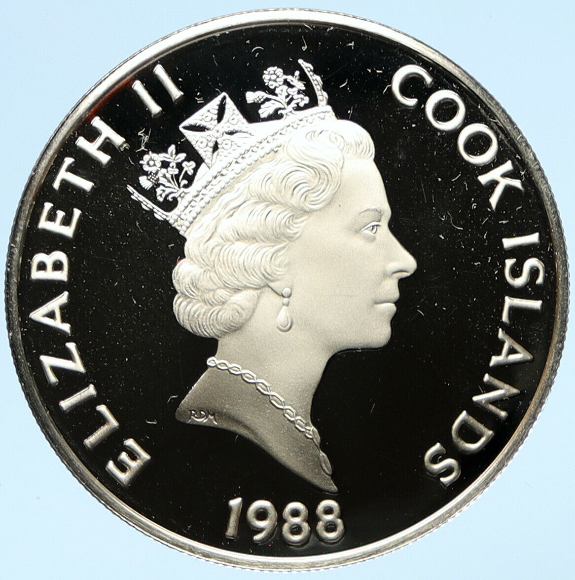 1988 COOK ISLANDS Elizabeth II James Cook PROOF Silver 50 Dollars Coin i98949