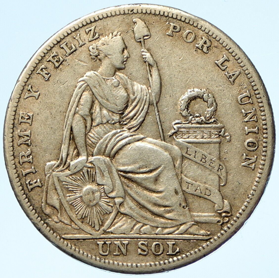 1926 PERU South America 1 SOL Antique BIG Original Silver Peruvian Coin i99009