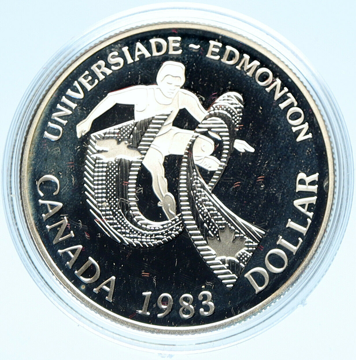 1983 CANADA UK Queen ELIZABETH II Edmonton World Game Proof Silver $ Coin i98931