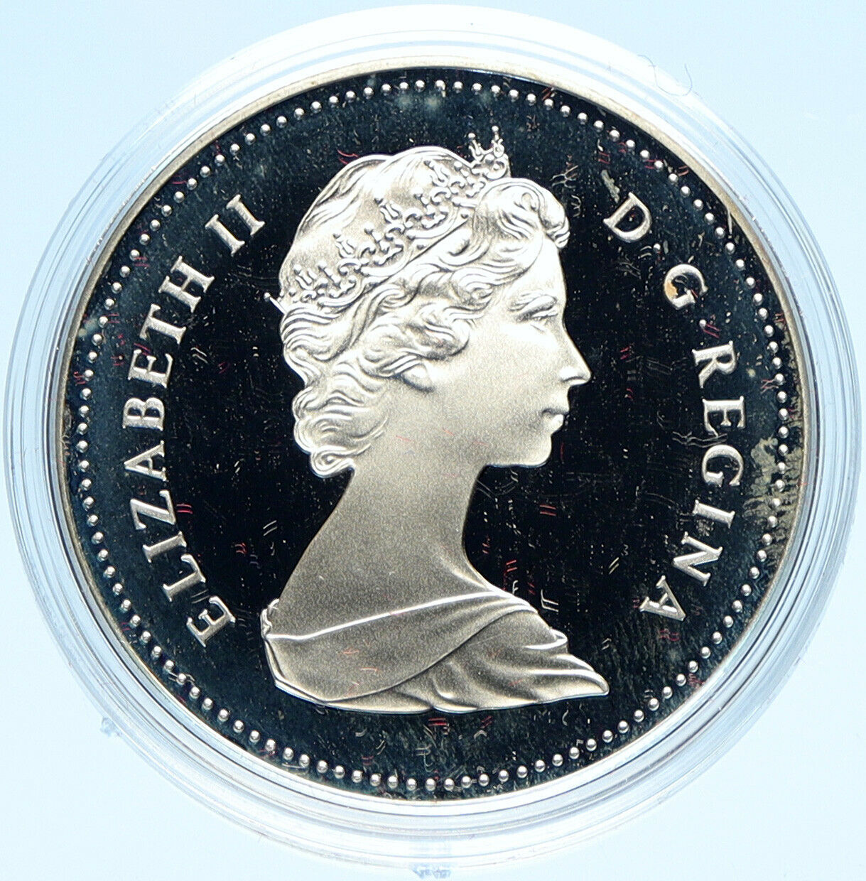 1983 CANADA UK Queen ELIZABETH II Edmonton World Game Proof Silver $ Coin i98931