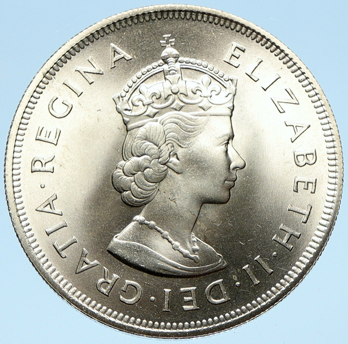 1959 BERMUDA British Colony Elizabeth II LARGE Boats BU Silver Crown Coin i99016