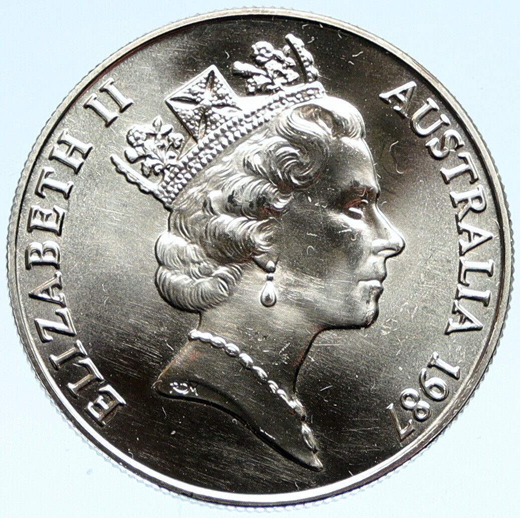 1987 AUSTRALIA UK Queen Elizabeth II Kangaroos BU Silver 10 Dollar Coin i98871