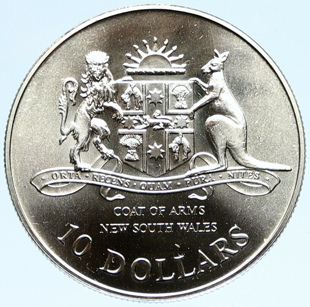 1987 AUSTRALIA UK Queen Elizabeth II Kangaroos BU Silver 10 Dollar Coin i98871