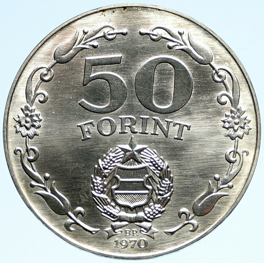 1970 HUNGARY 25 Yrs LIBERATION Vintage OLD Proof Silver 50 Forint Coin i98872