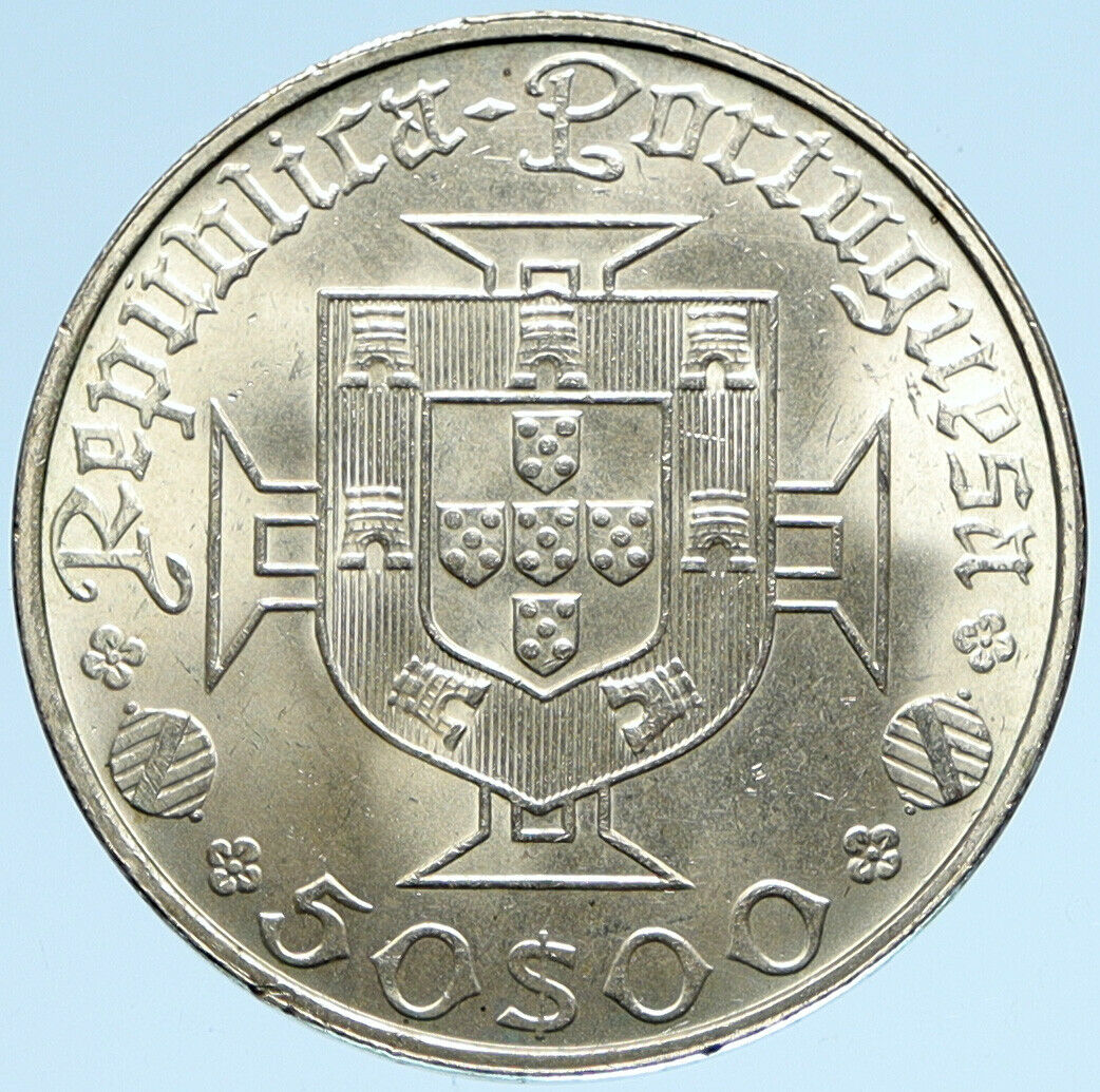 1969 PORTUGAL w VASCO DA GAMA Explorer VINTAGE BU Silver 50 Escudos Coin i98874