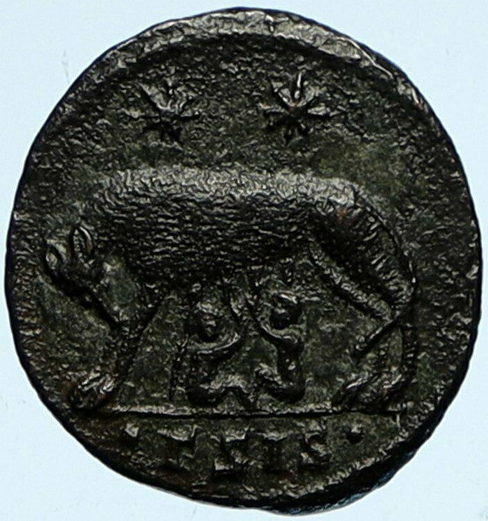 Constantine I the Great 330AD OLD Romulus Remus She-Wolf Rome Roman Coin i99874