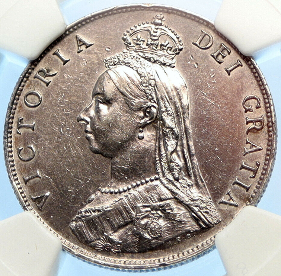 1887 UK Great Britain United Kingdom QUEEN VICTORIA Antique 2Shl Coin NGC i98418